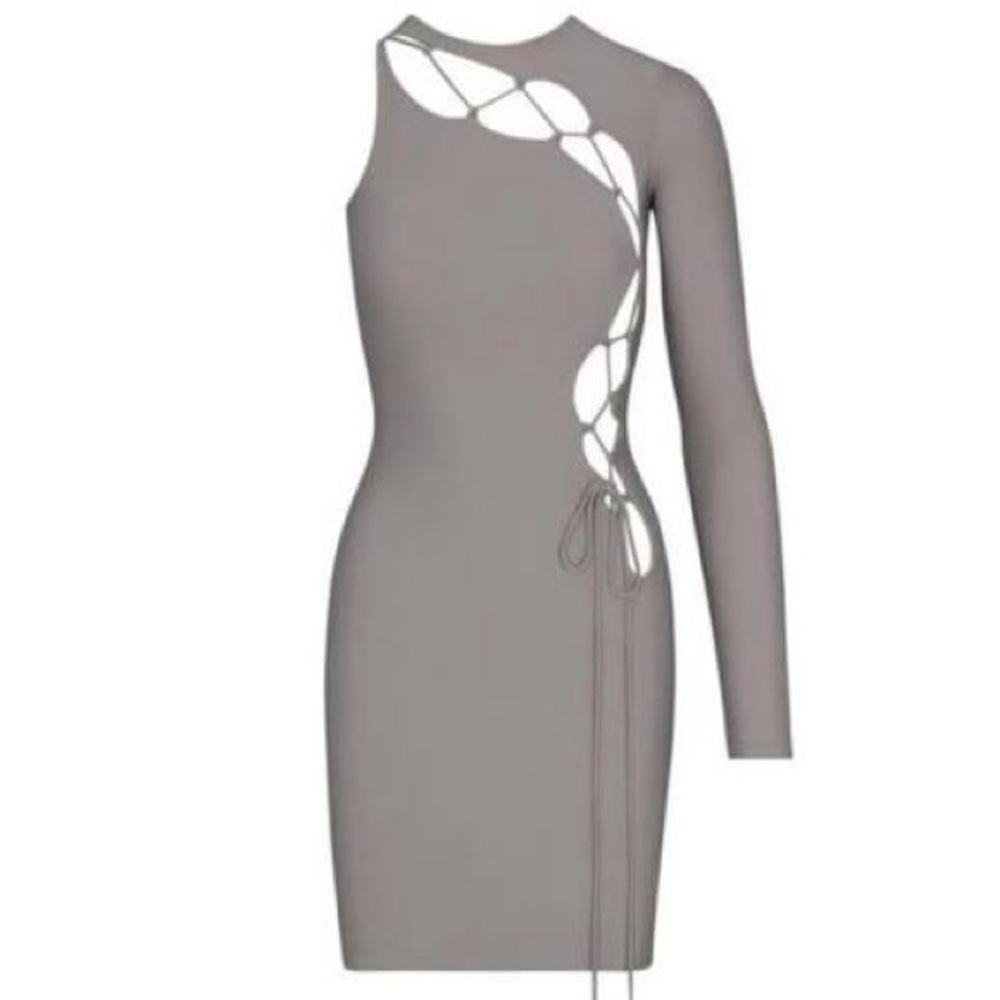 SKIMS One-Shoulder Cutout Bodycon Dress in Gray